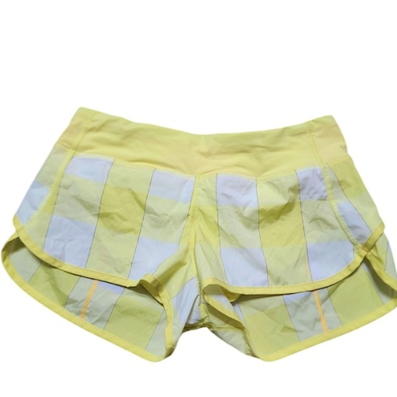 Lululemon Speed Shorts Yellow White Plaid Size 6 - Picture 9 of 11